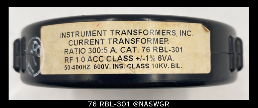 Instrument Transformers 76 RBL-301 Current Transformer - 300:5 Amp