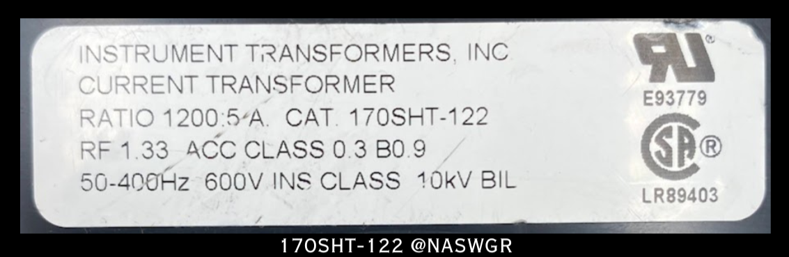 Instrument Transformers 170SHT-122 Current Transformer - 1200:5A - Unused