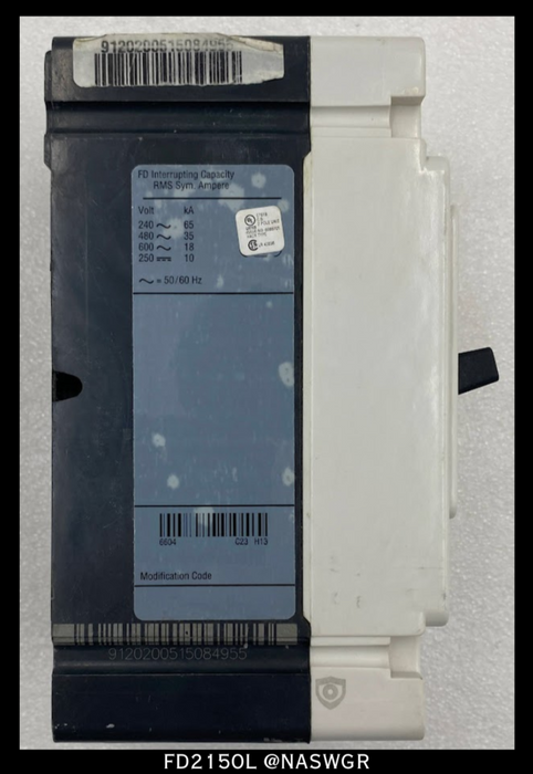 Eaton FD2150L Molded Case Circuit Breaker - 150 Amp - Unused