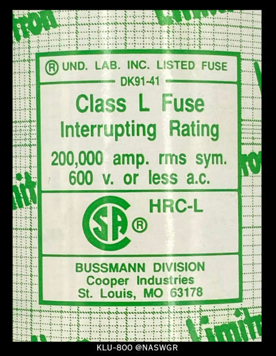 KLU800 fuse , KLU-800 fuse , Cooper Bussman KLU800 Fuse , 600 volt 800 amp Limitron Fuse