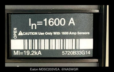 Eaton Magnum DS MDSC20 Breaker (E/O,B/I) - 1600 Amp