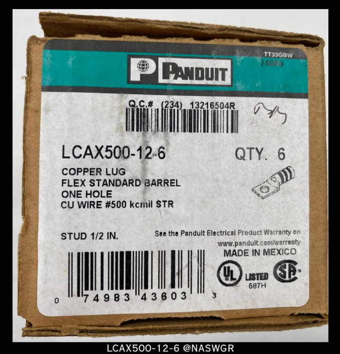 PANDUIT LCAX500-12-6 COPPER LUGS
