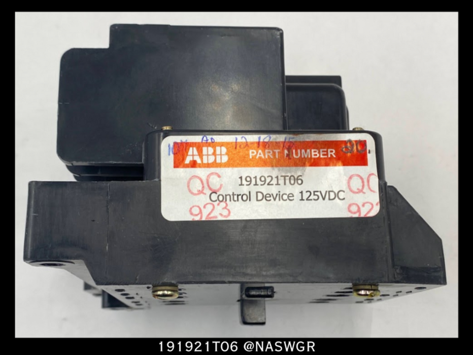 ABB 191921T06 Control Device Relay - 125vDC