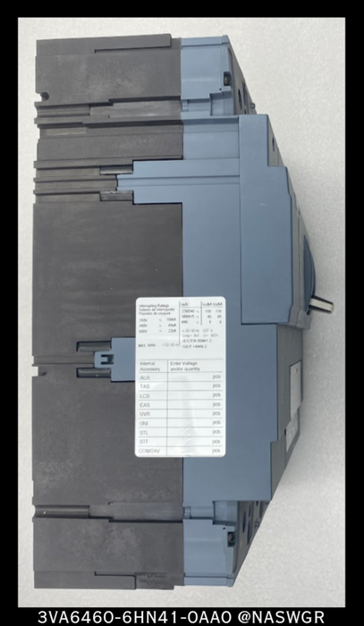 Siemens 3VA6460-6HN41-0AA0 Molded Case Circuit Breaker - 600A