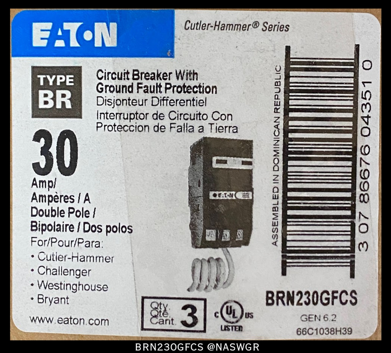 Eaton BRN230GFCS Molded Case Circuit Breaker ~ 30 Amp - Unused Surplus