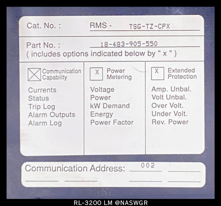 Siemens RL-3200 LM Circuit Breaker (E/O,D/O) - 3200 Amp