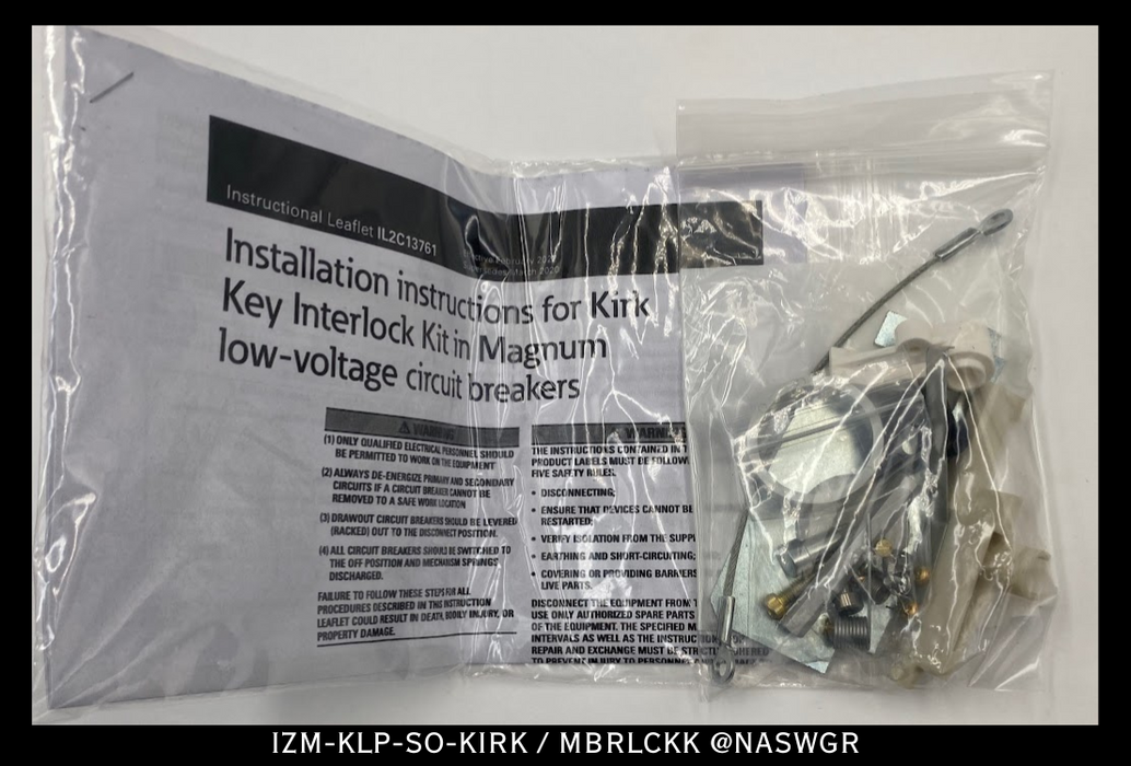Eaton IZM-KLP-SO-KIRK / MBRLCKK ACB Key Lock Provision Kit- Unused/ 1 Year Warranty