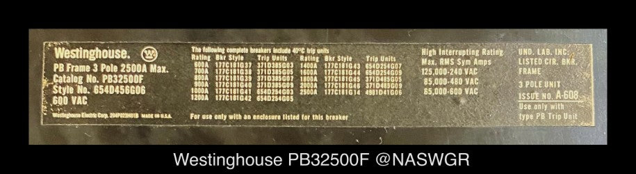 Westinghouse PB32500F Molded Case Circuit Breaker - 2000 Amp