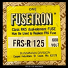 FRS-R-125 , Bussmann Fusetron FRS-R-125 Dual Element Time Delay Fuse , Class RK5 , PN: FRS-R-125