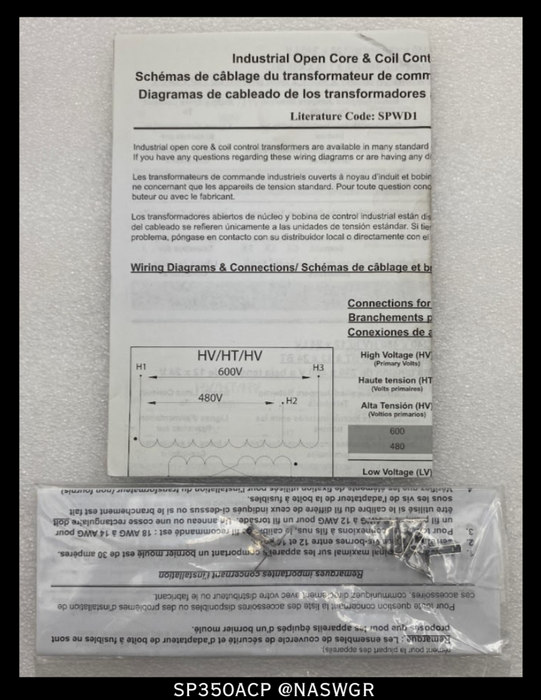 HPS Spartan SP350ACP Industrial Control Transformer - 350VA