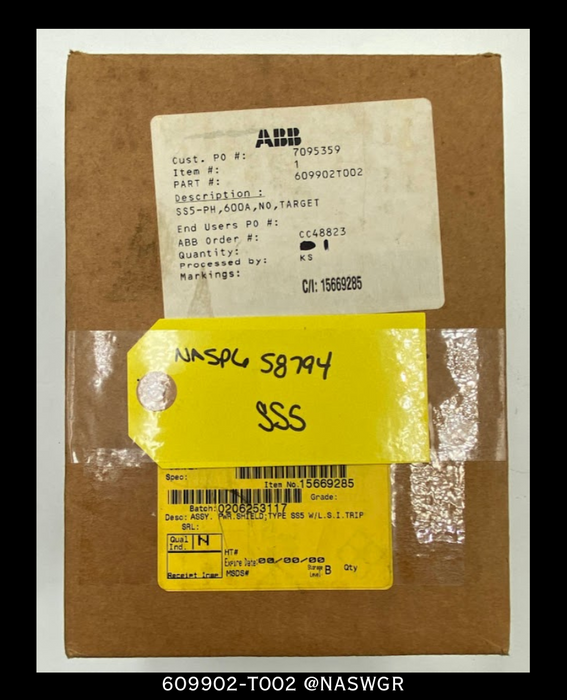 ABB 609902-T002 Type SS5 Power Shield Solid State Device - LSI/ 600A