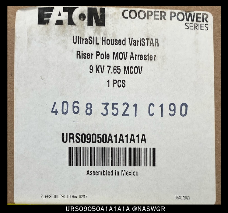 Eaton Cooper URS09050A1A1A1A Ultrasil Varistar Arrester - 9KV - Unused