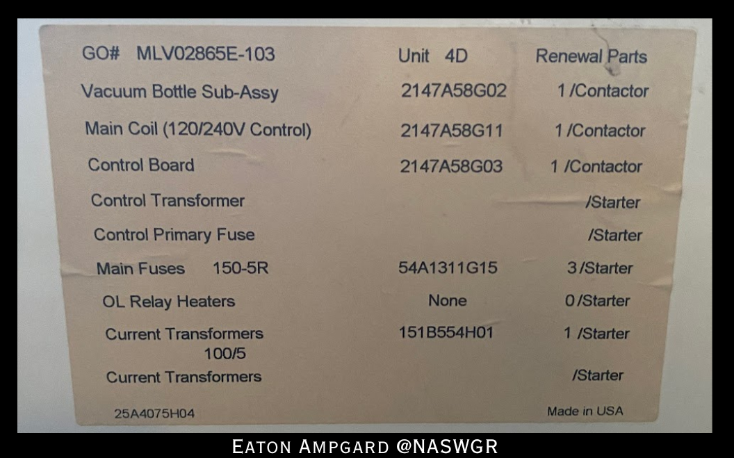 Eaton / Cutler Hammer Ampgard Medium Voltage Control Cell Section- 500HP/4160V