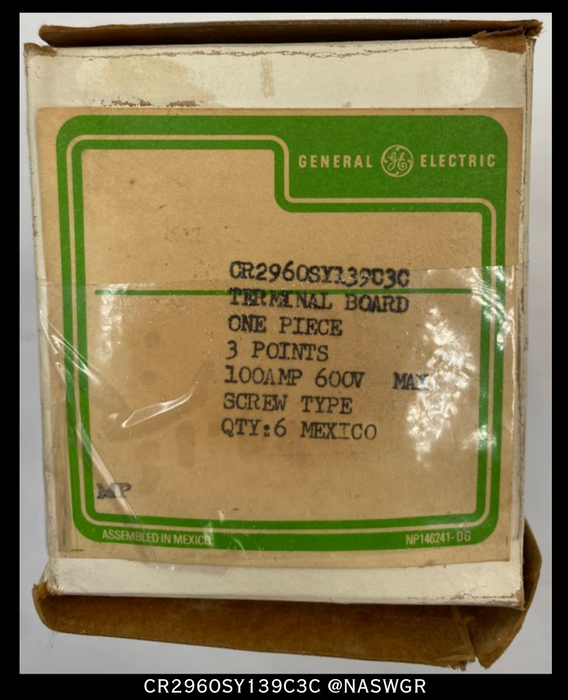 General Electric CR2960SY139C3C Terminal Boards - 100A/600V