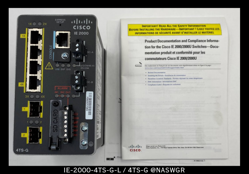 Cisco IE-2000-4TS-G-L / 4TS-G Industrial Ethernet 2000 Series Switch- Unused