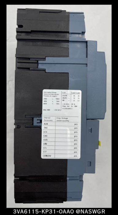 Siemens 3VA6115-5KP31-0AA0 Molded Case Circuit Breaker - 150 Amp - Unused