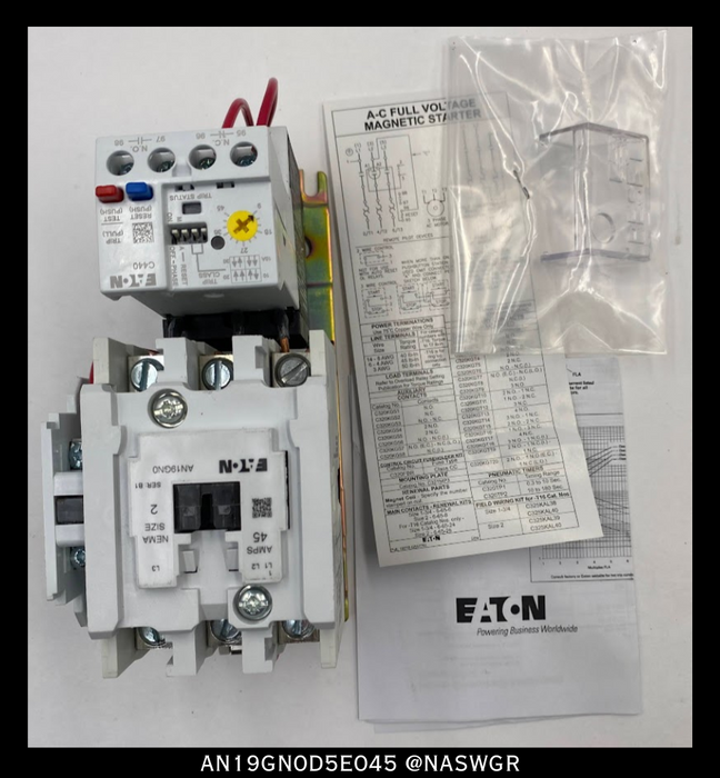 Eaton AN19GN0D5E045 Motor Control Starter -45A/SIZE2/600v - Unused