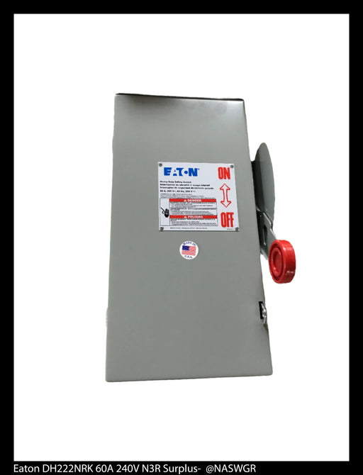Eaton DH222NRK Heavy Duty Safety Switch - 60A/240V/2P/N3R - Unused