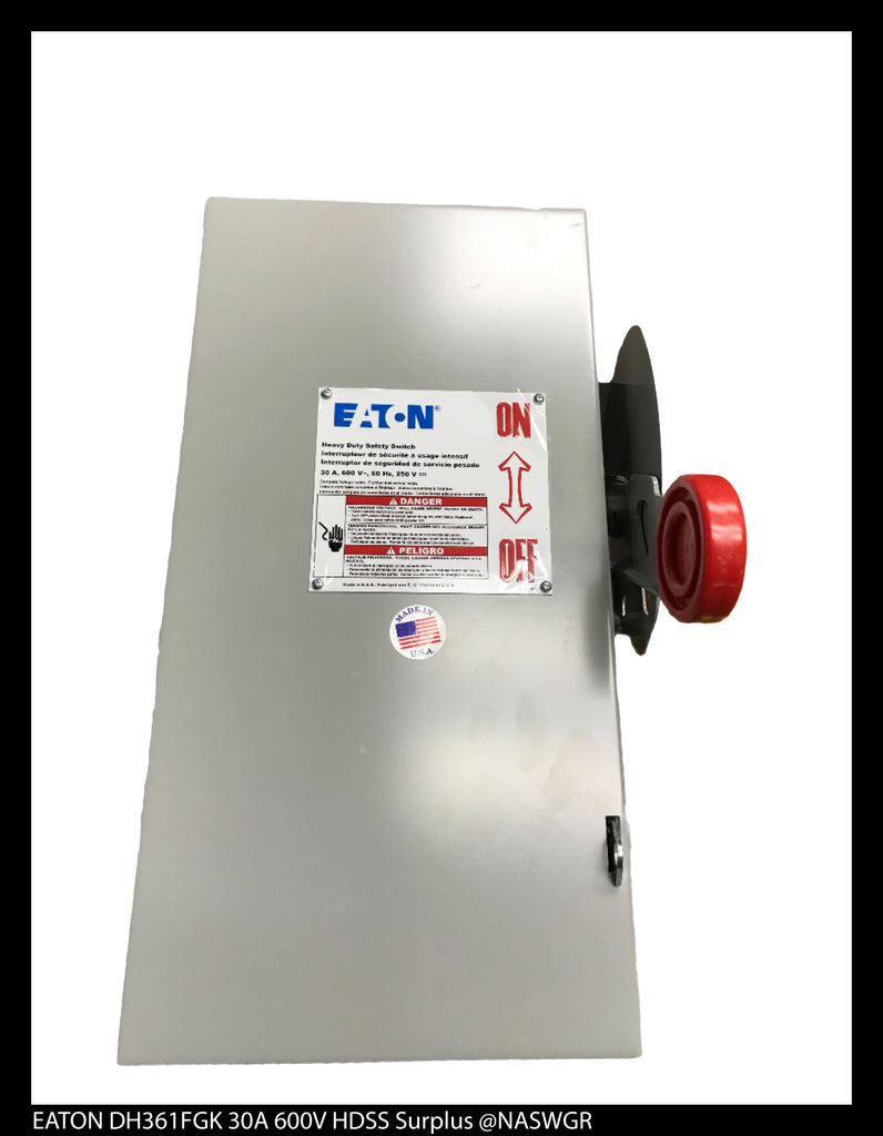 Eaton DH361FGK Heavy Duty Safety Switch - 30A/600V/3P/N1 - Unused