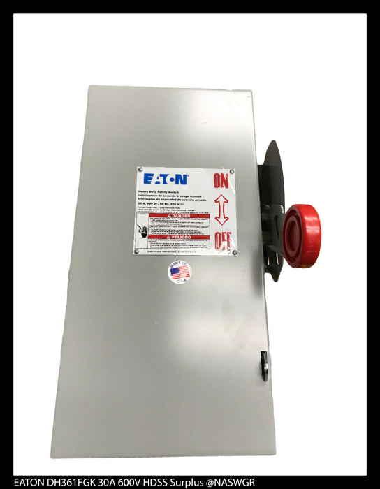 Eaton DH361FGK Heavy Duty Safety Switch - 30A/600V/3P/N1 - Unused
