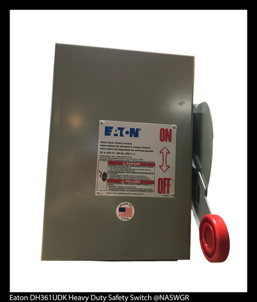 Eaton DH361UDK Heavy Duty Safety Switch - 30A/600V/3P/N12 - Unused