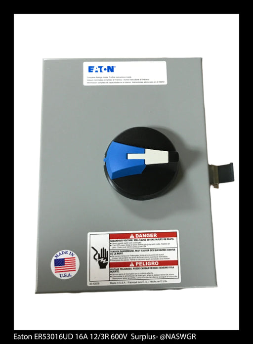 ER53016UD - Eaton Enclosed Rotary Disconnect Switch ER53016UD 16 amp - Surplus