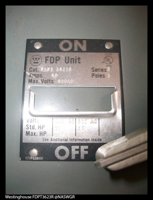 FDPT3623R ~ Westinghouse FDPT3623R Panelboard Switch ~ Twin 100 Amp & 60 Amp