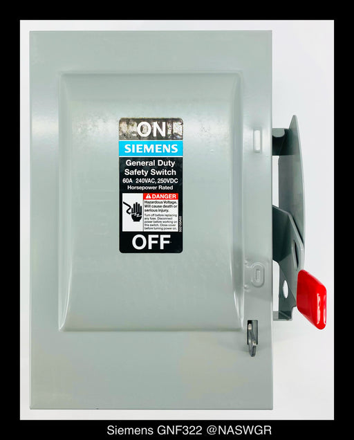 Siemens GNF322 General Duty Safety Switch - 60A/240V/3P/N1 - Unused