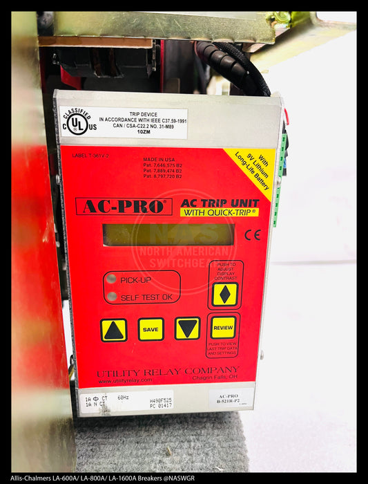 Allis-Chalmers LA-600A Air Circuit Breaker Manually Operated