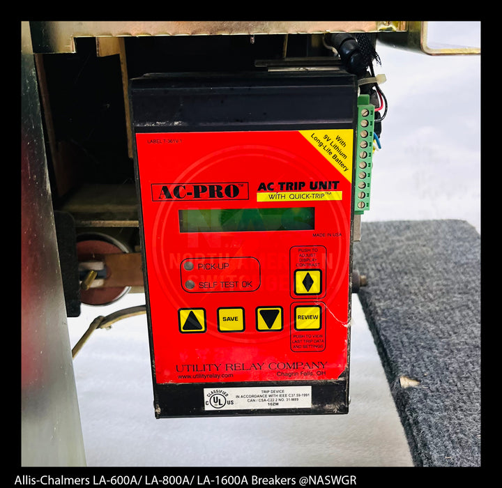 Allis-Chalmers LA-1600A Air Circuit Breaker Electrically Operated