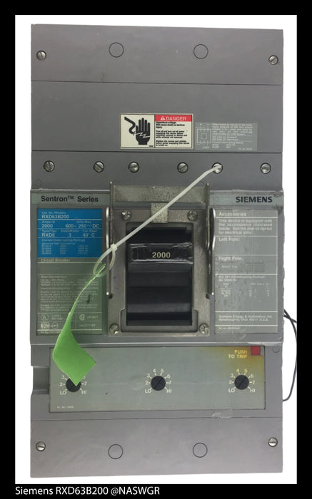 Siemens RXD63B200 Molded Case Circuit Breaker ~ 2000 Amp
