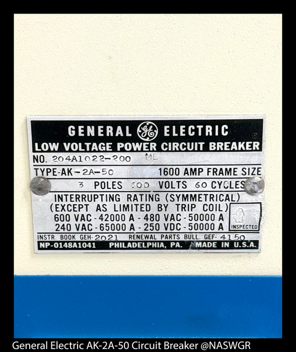 General Electric AK-2A-50 Circuit Breaker (M,D/O) - 1600 Amp