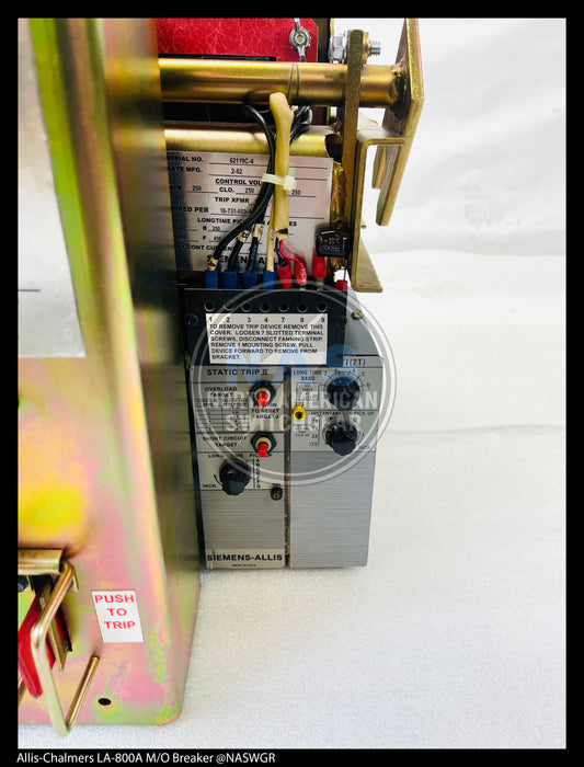 Allis-Chalmers LA-800A Air Circuit Breaker Manually Operated