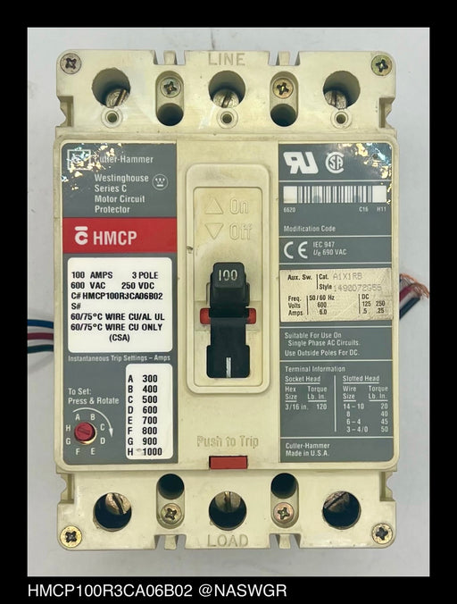 Cutler Hammer HMCP100R3CA06B02 Motor Circuit Protector - 100 Amp