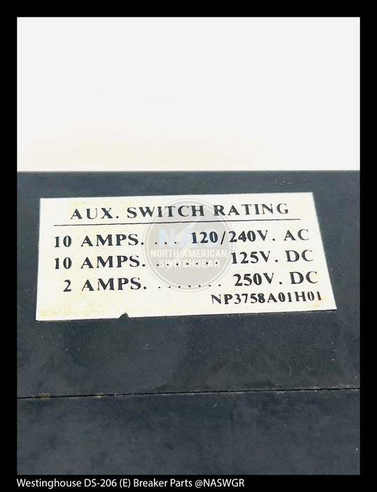 Westinghouse DS-206 (E) Breaker Replacement Auxiliary Switch Assembly - P/N: 697B536G05