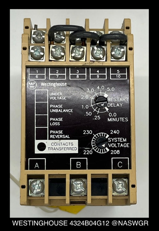 4324B04G12 ~ Westinghouse 4324B04G12 SVM3AB System Voltage Monitor