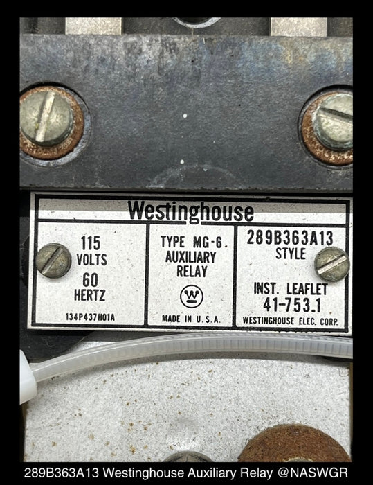 289B363A13 ~ Westinghouse 289B363A13 Auxiliary Relay