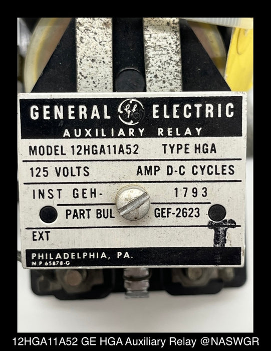 12HGA11A52 ~ General Electric 12HGA11A52 HGA Auxiliary Relay
