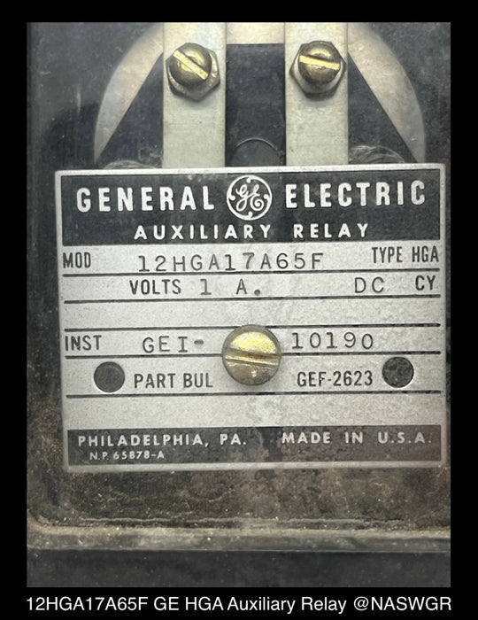 12HGA17A65F ~ General Electric 12HGA17A65F HGA Auxiliary Relay