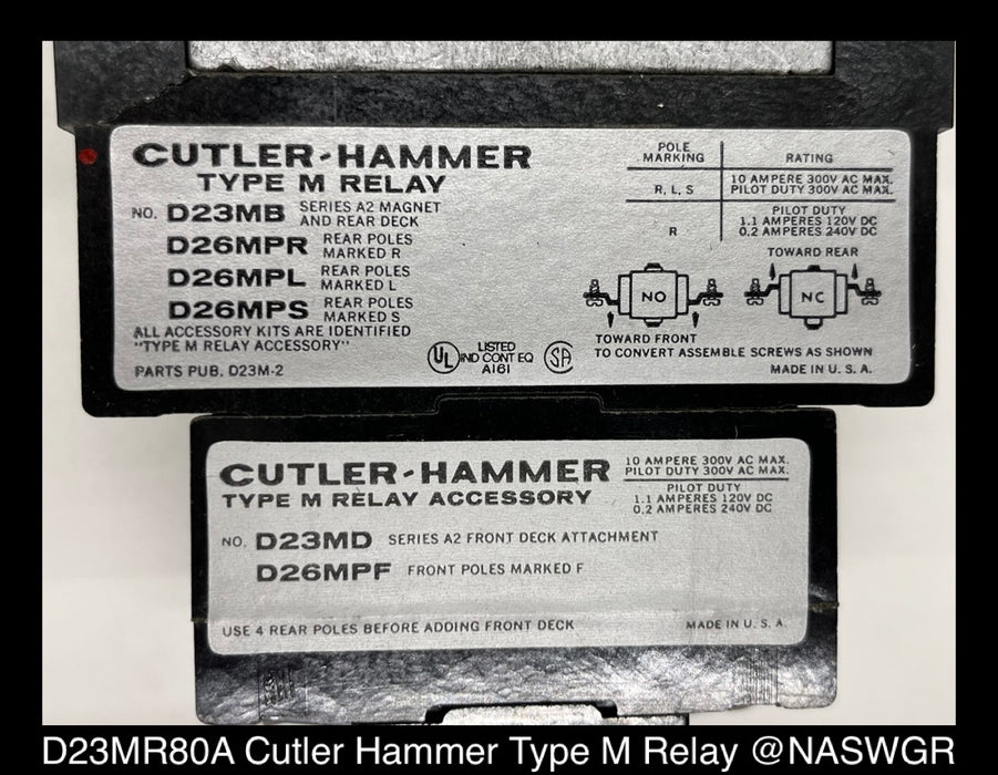 D23MR80A ~ Cutler Hammer D23MR80A Type M Relay
