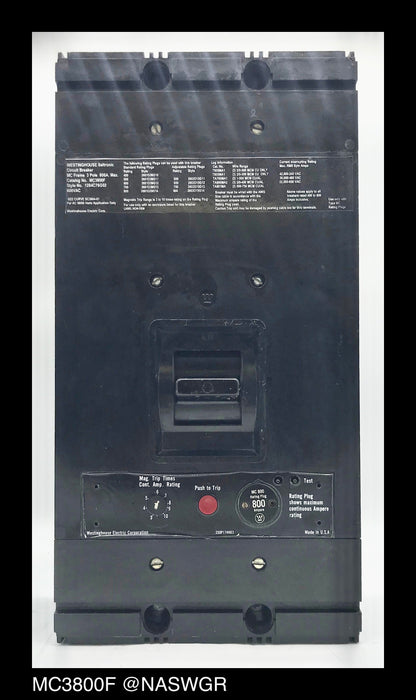 Westinghouse MC3800F Molded Case Circuit Breaker ~ 800 Amp