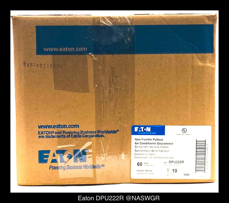 EATON DPU222R AIR CONDITIONER NON-FUSIBLE PULLOUT DISCONNECT - 60 AMPS