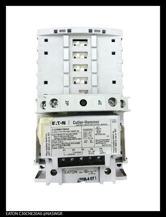 Eaton C30CNE20A0 Electrically Held Lighting Contactor - 120vAC - Unused