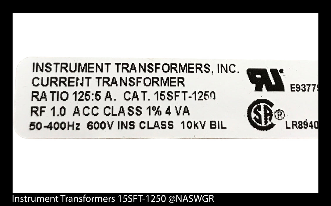 Instrument Transformers 15SFT-1250 Current Transformer - 125:5 - Unused Surplus