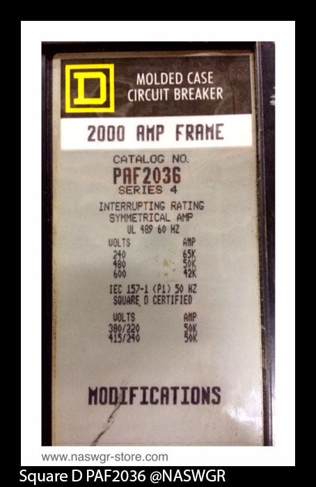 Square D PAF2036 Molded Case Circuit Breaker - 1200 Amp