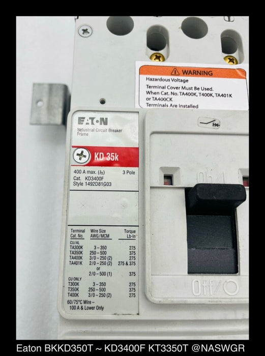 Eaton BKKD350T / KD3350 Pow-R-Stock Main Breaker Kit