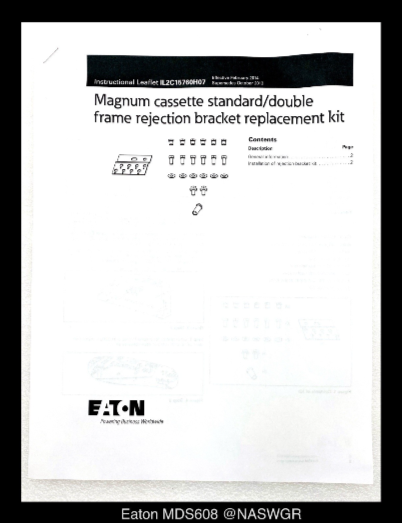Eaton Magnum DS MDS608 Breaker (M/O,D/O) - 800 Amp - Unused