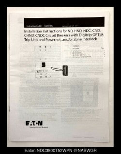Eaton NDC3800T52WPN Molded Case Circuit Breaker - 800 Amp - Unused Surplus
