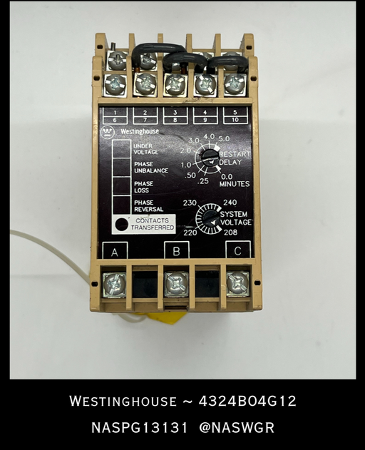 SVM3AB , Westinghouse System Voltage Monitor Model: 4324B04G12