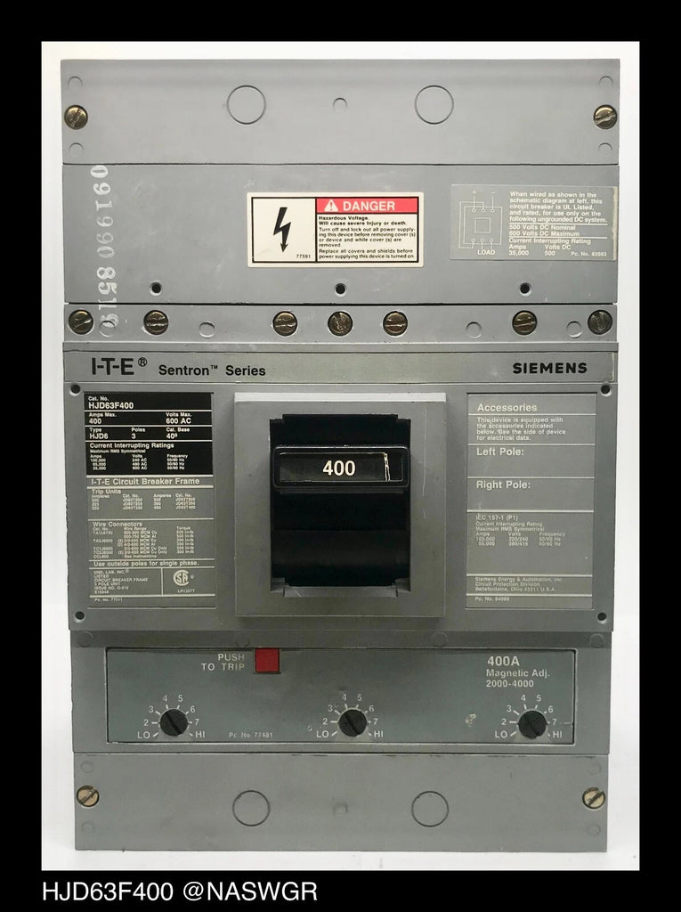 Siemens HJD63F400 Molded Case Circuit Breaker - 400 Amp